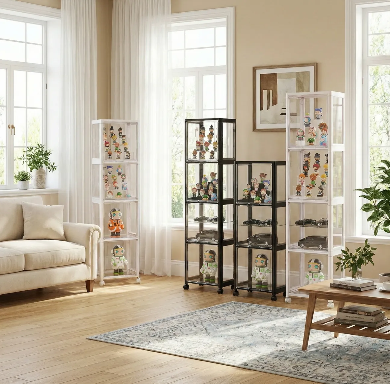 HOUZE display storage in a sunlit living room